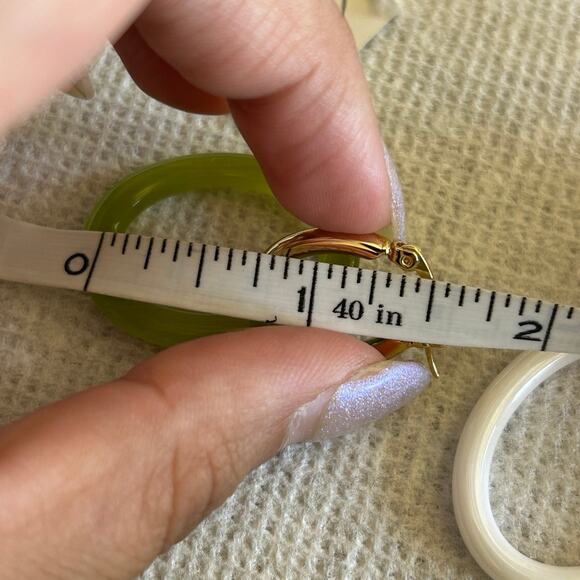 RFM Gold Tone Hoop Drop Earrings Convertible Changeable - Picture 9 of 11